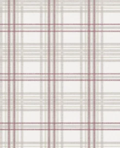 Superfresco Easy Country Tartan Burgundy Metallic Effect Embossed Wallpaper