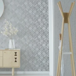 Superfresco Vittorio Grey Geometric Metallic Effect Smooth Wallpaper -Rust-Oleum Shop superfresco vittorio grey geometric metallic effect smooth wallpaper5011583410860 01i BQ