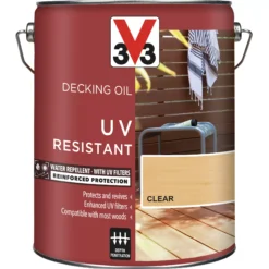 V33 Clear UV Resistant Decking Wood Oil, 5L -Rust-Oleum Shop v33 clear uv resistant decking wood oil 5l3153895163095 08c bq