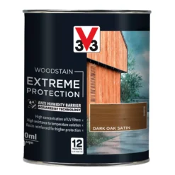 V33 Extreme Protection Dark Oak Satin Wood Stain, 750ml -Rust-Oleum Shop v33 extreme protection dark oak satin wood stain 750ml3153895180634 08c bq