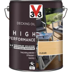 V33 High Performance Clear UV Resistant Decking Wood Oil, 5L -Rust-Oleum Shop v33 high performance clear uv resistant decking wood oil 5l3153895163057 03c