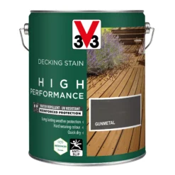 V33 High Performance Gunmetal Satin Quick Dry Decking Stain, 5L -Rust-Oleum Shop v33 high performance gunmetal satin quick dry decking stain 5l3153895180900 08c bq