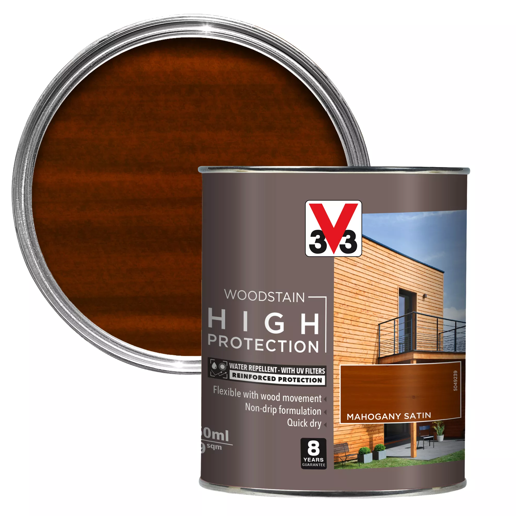V33 High Protection Mahogany Mid Sheen Wood Stain, 750ml 3 V33 High Protection Mahogany Mid Sheen Wood Stain, 750ml
