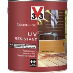 V33 Medium Oak UV Resistant Decking Wood Oil, 2.5L -Rust-Oleum Shop v33 medium oak uv resistant decking wood oil 2 5l3153895163071 08c bq