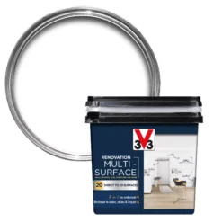 V33 Renovation White Satinwood Multi-surface Paint, 750ml