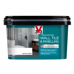 V33 Renovation White Satinwood Wall Tile & Panelling Paint, 2L -Rust-Oleum Shop v33 renovation white satinwood wall tile panelling paint 2l3153895181334 08c bq