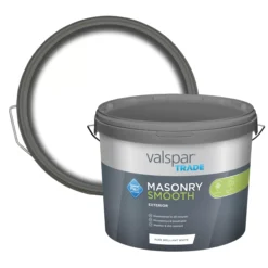 Valspar Trade Exterior Pure Brilliant White Matt Masonry Paint, 10L Tub