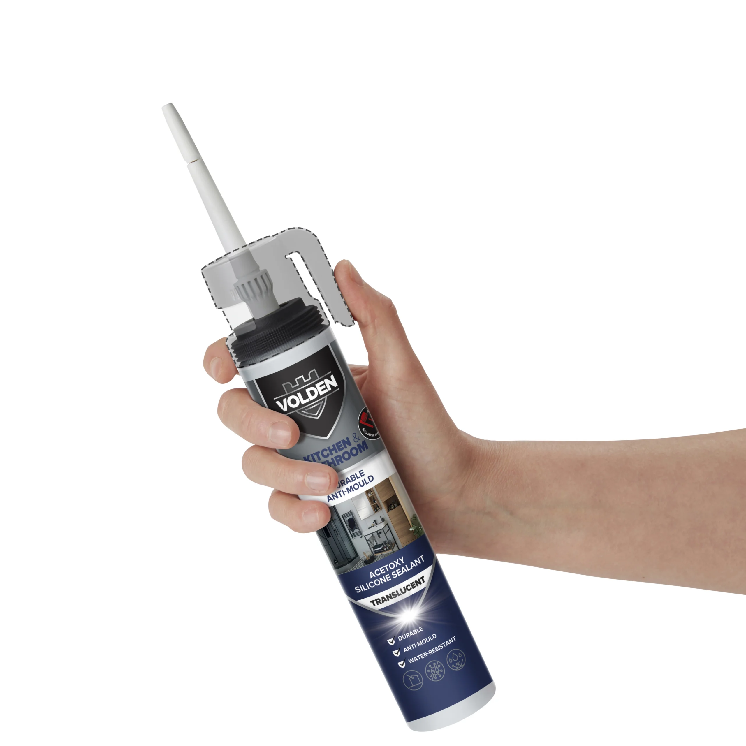 Volden Translucent Bathroom & Kitchen Sanitary Sealant, 200ml 3 Volden Translucent Bathroom & Kitchen Sanitary Sealant, 200ml