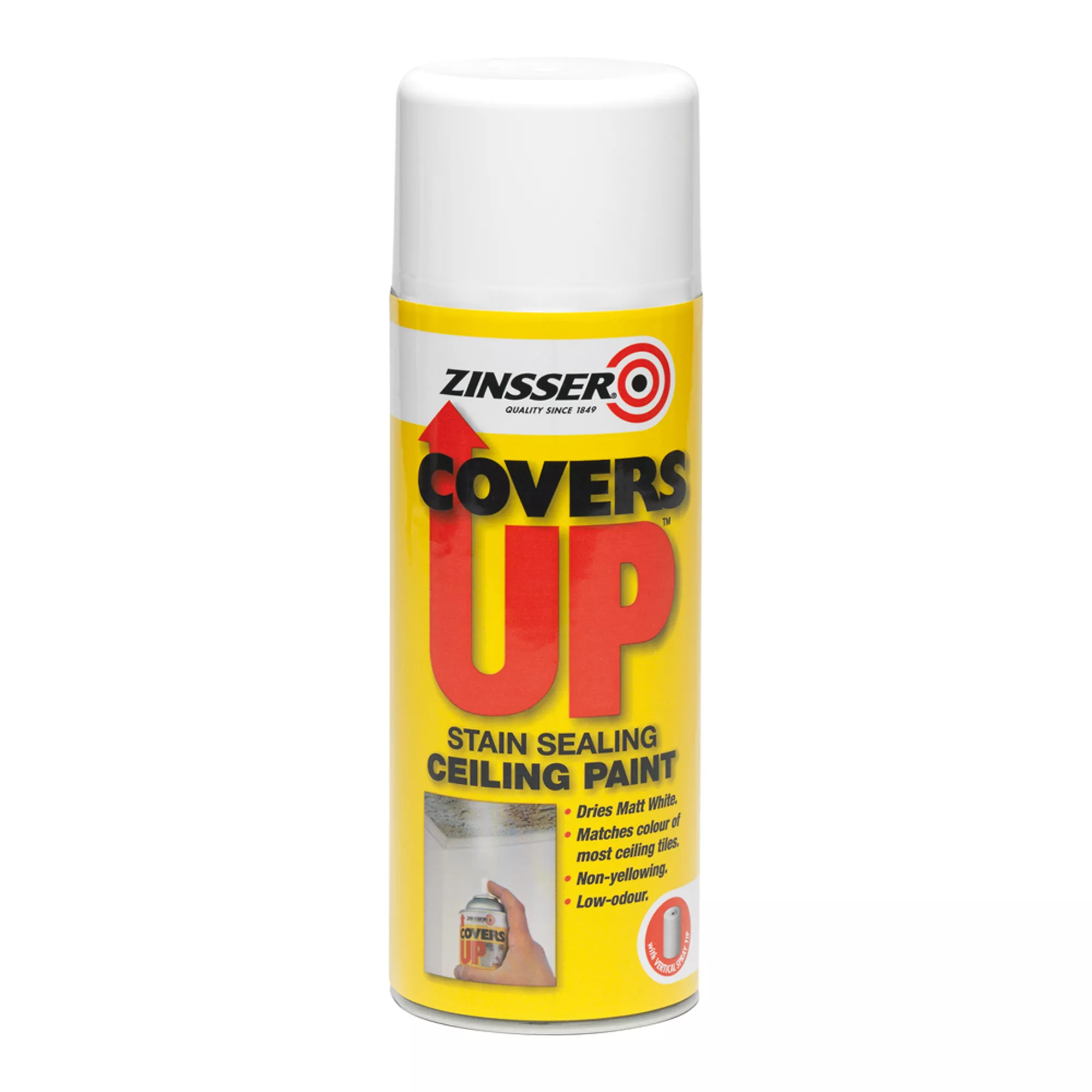 Zinsser Covers Up White Matt Sealer Spray Paint, 400ml 4 Zinsser Covers Up White Matt Sealer Spray Paint, 400ml - Image 2